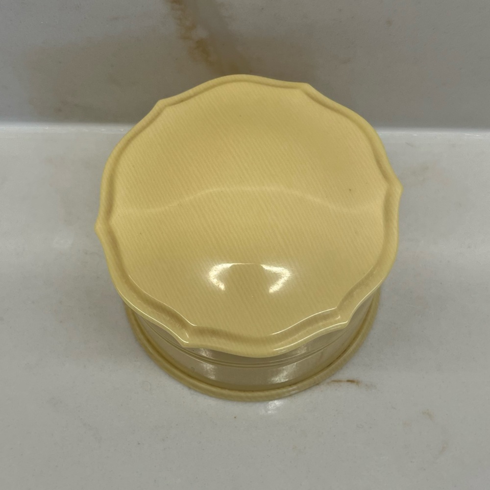 Antique Art Deco 1920s French Ivory Round Container Glass Liner Insert Celluloid